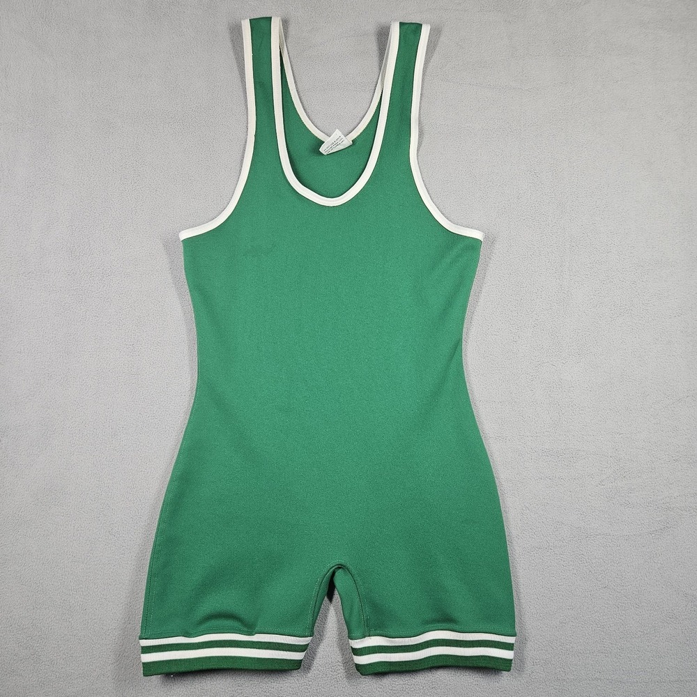 Vintage BRUTE Singlet Wrestling Size S Green Lifting Gym Made in USA 90s Retro